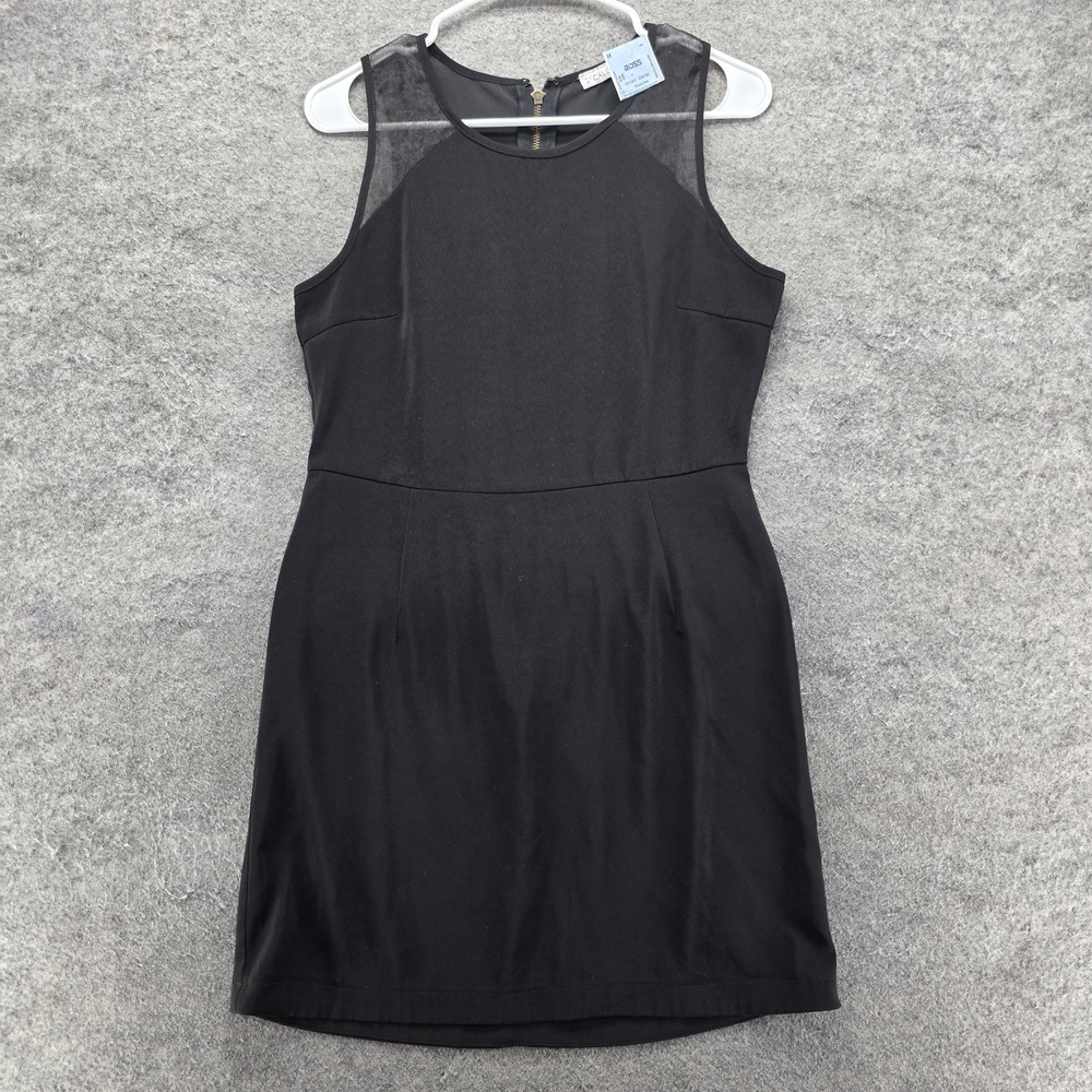 CALLIOPE Dress Juniors M Black Sheath Mini Sleeveless Mesh Zip Party Cocktail